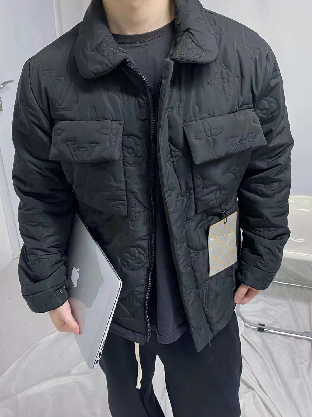 Louis Vuitton/Louis Vuitton Presbyopia light soft quilted belted jacket cotton coat